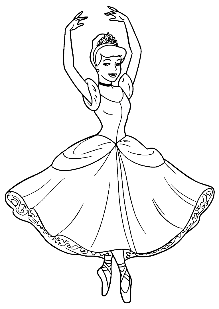 Cinderella Ballerina Coloring Page