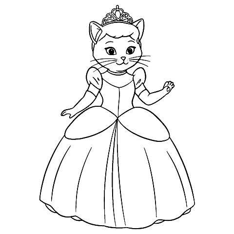 신데렐라 고양이 Coloring Page