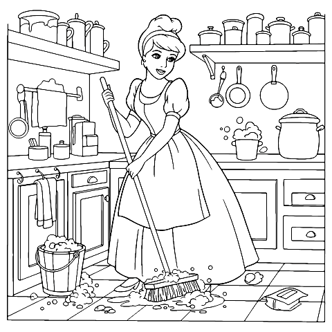 Tuhkimo keittiössä Coloring Page