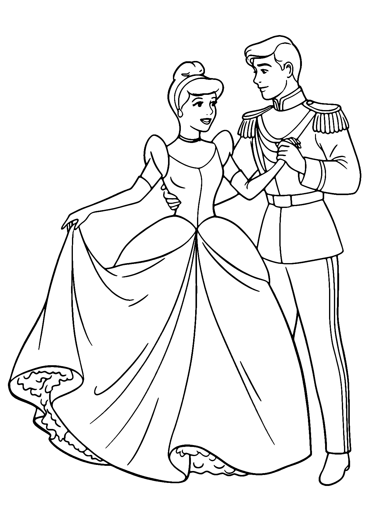 Cinderella With The Prince Coloring Page