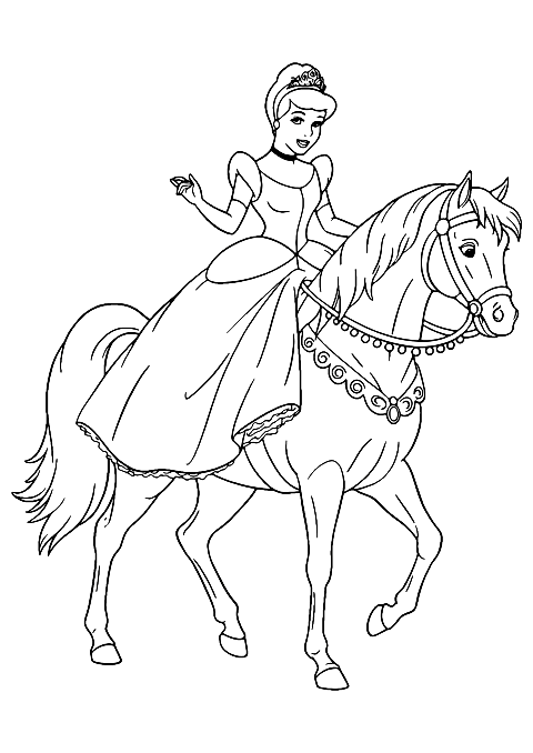 Askepott på en hest Coloring Page