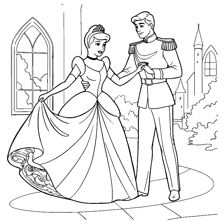 Desenho De Casamento Cinderela Para Colorir