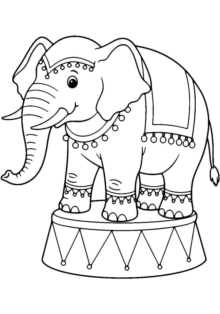 Dibujo De Elefante De Circo Para Colorear