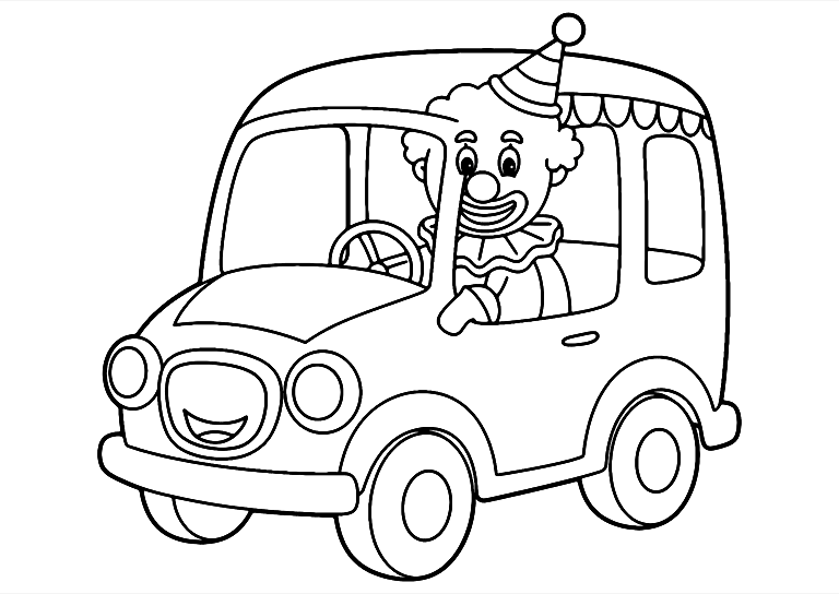 Clown Car Coloring Page