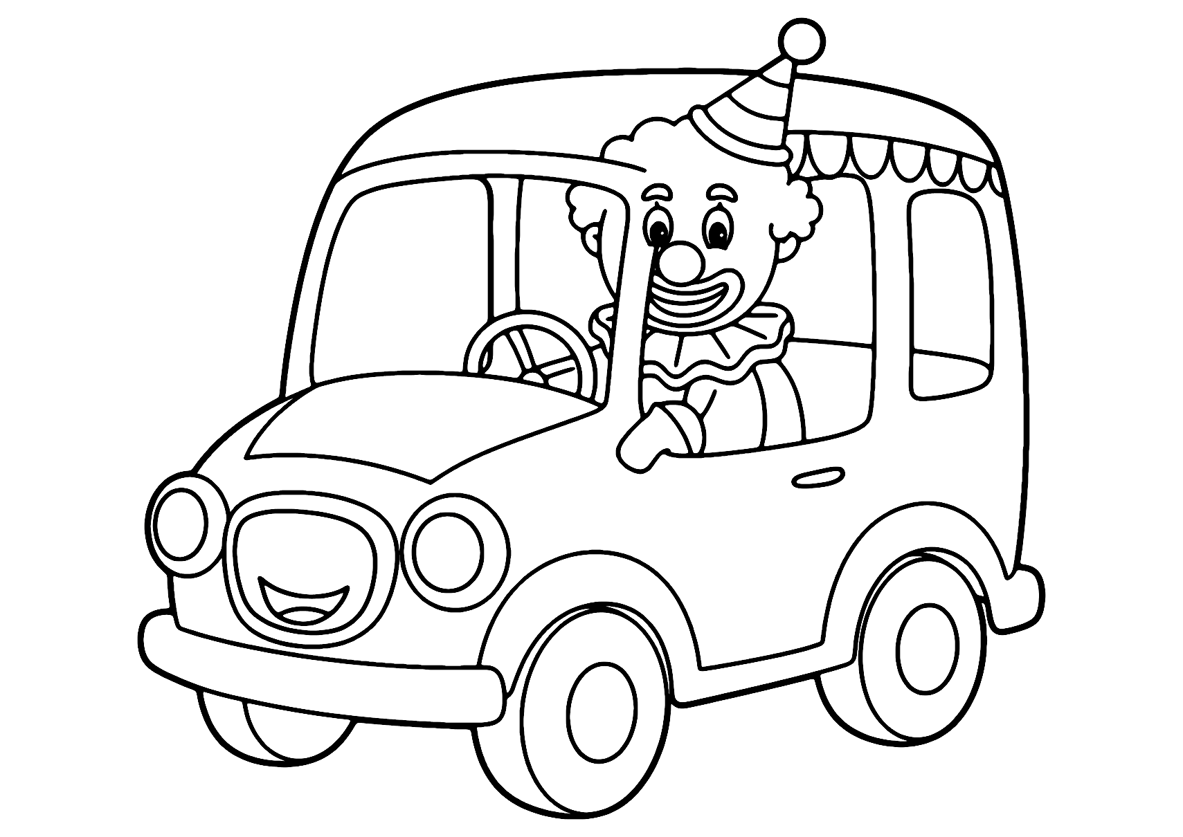 Clown Car Coloring Page