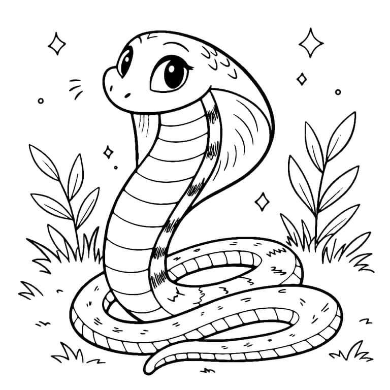 Dibujo De Serpiente Cobra Para Colorear