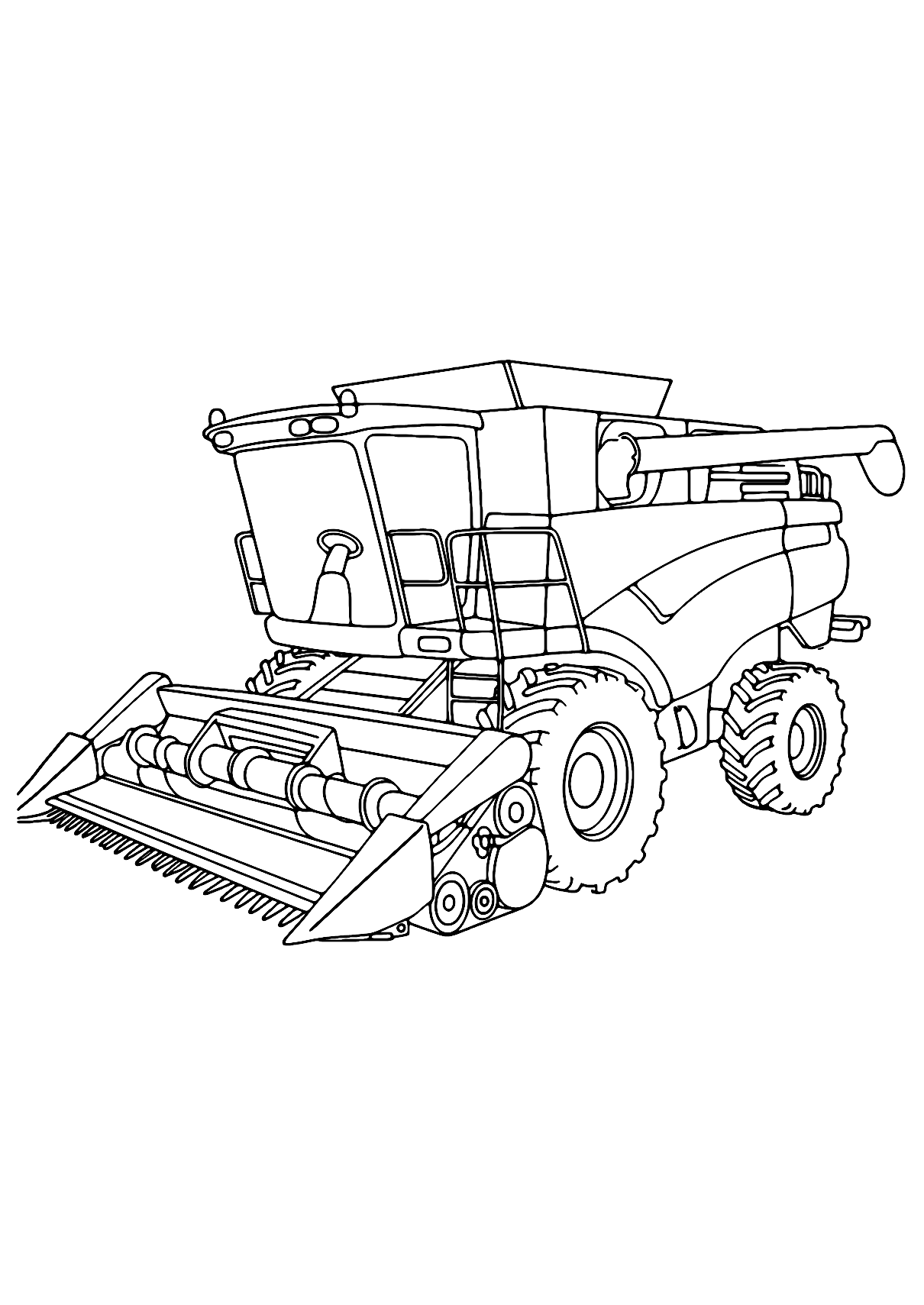 Gambar Mewarnai Traktor Pemanen