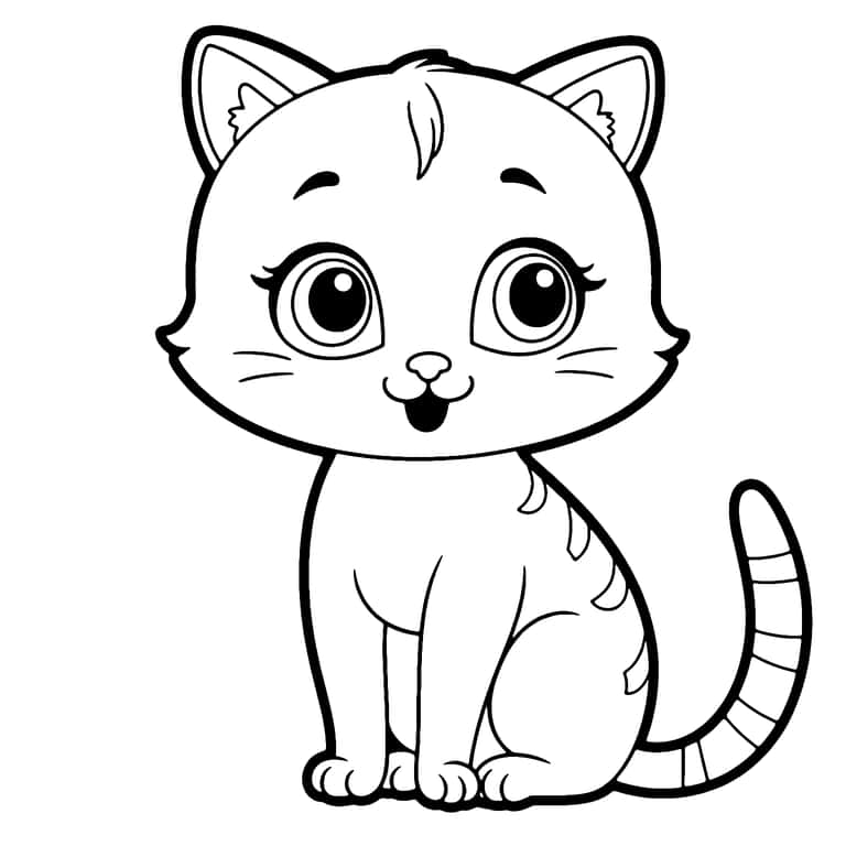 Dibujo De Gatito Tierno Para Colorear