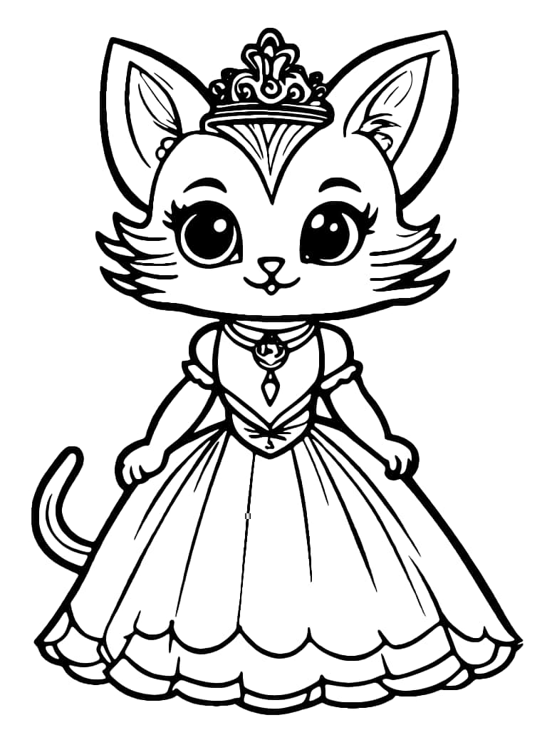 Dibujo De Gata Princesa Linda Para Colorear