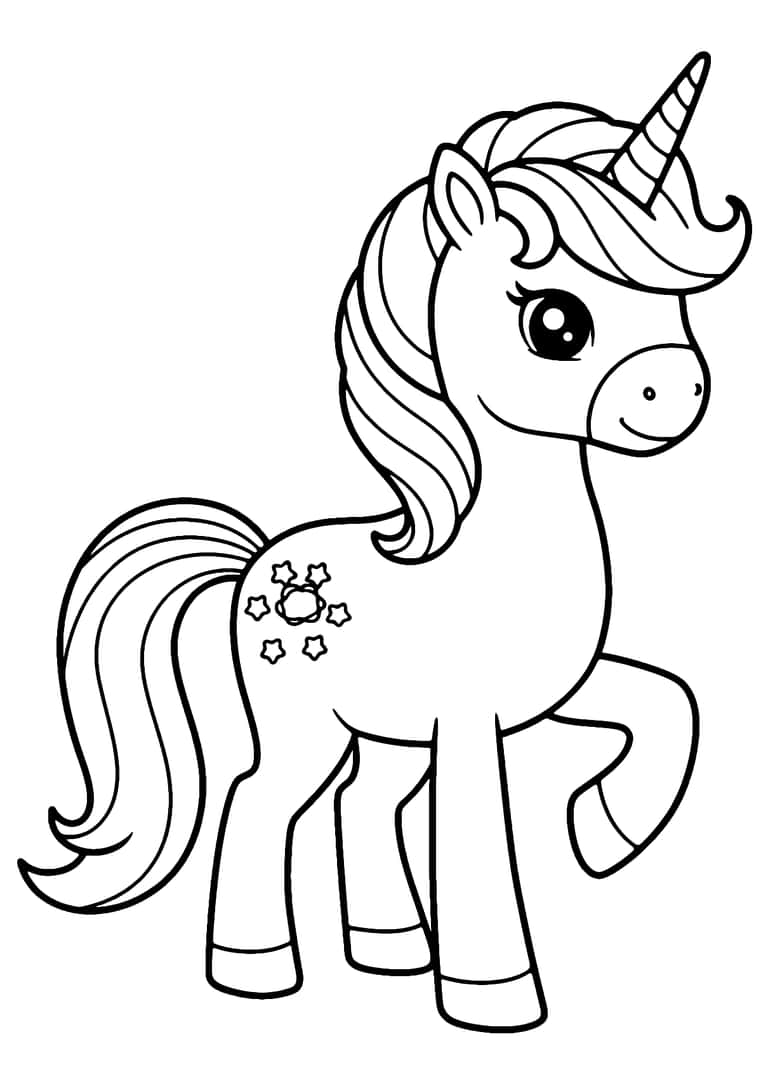 Cute Unicorn Coloring Page