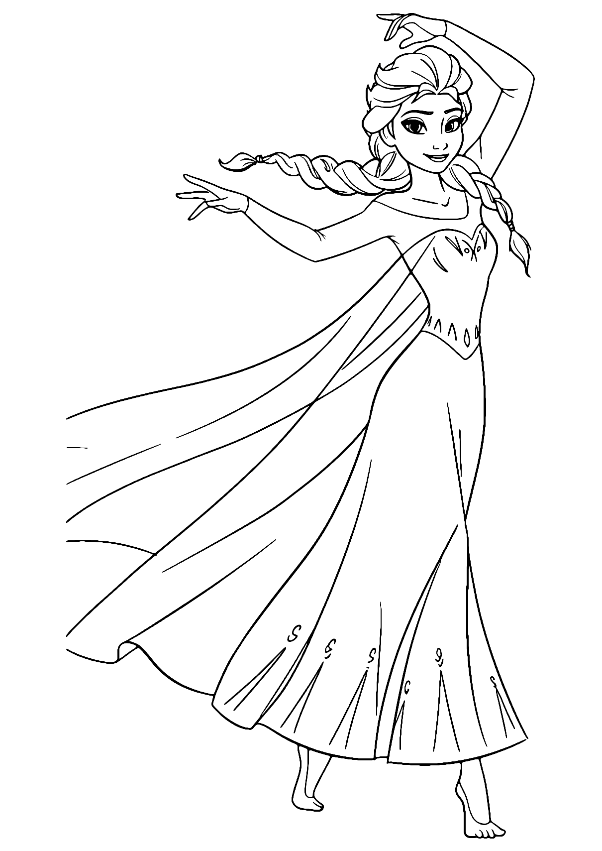 Dancing Elsa Coloring Page