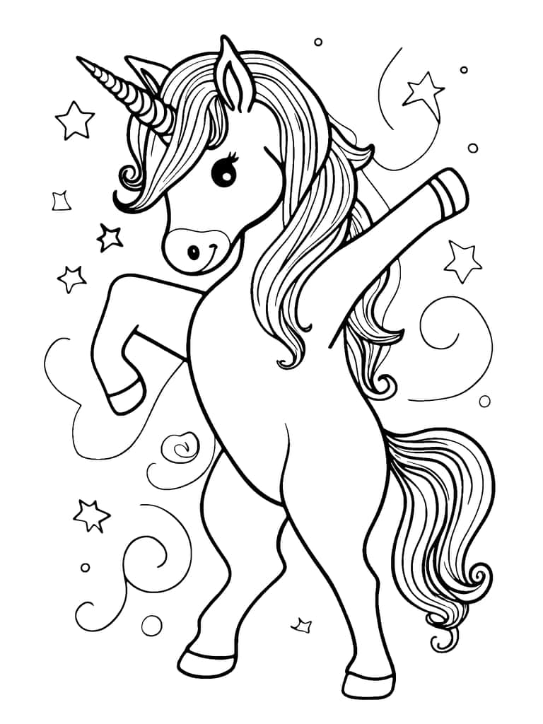 Coloriage Licorne Dansante