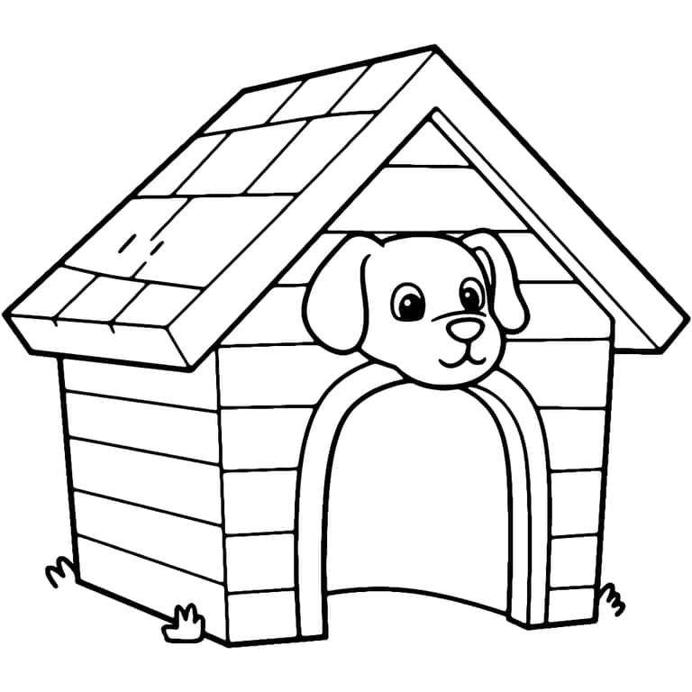 Dog House Coloring Page