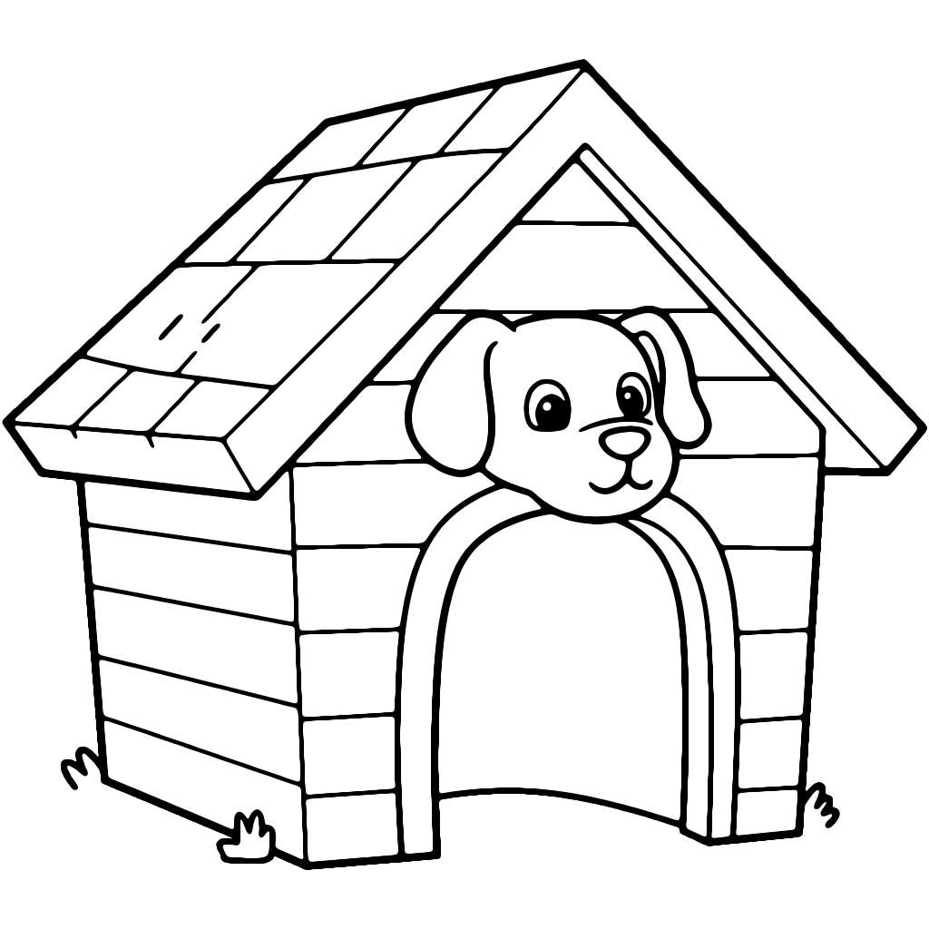 犬小屋 塗り絵