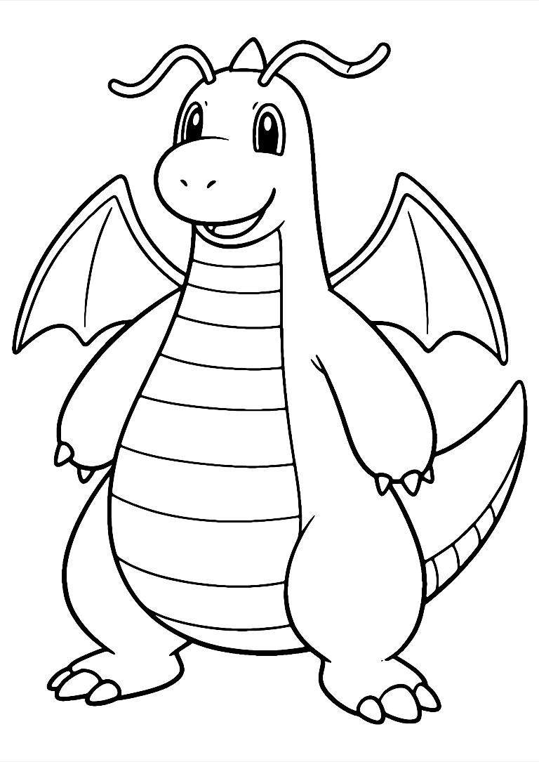 Dragonite Pokemon Farvelægningsside