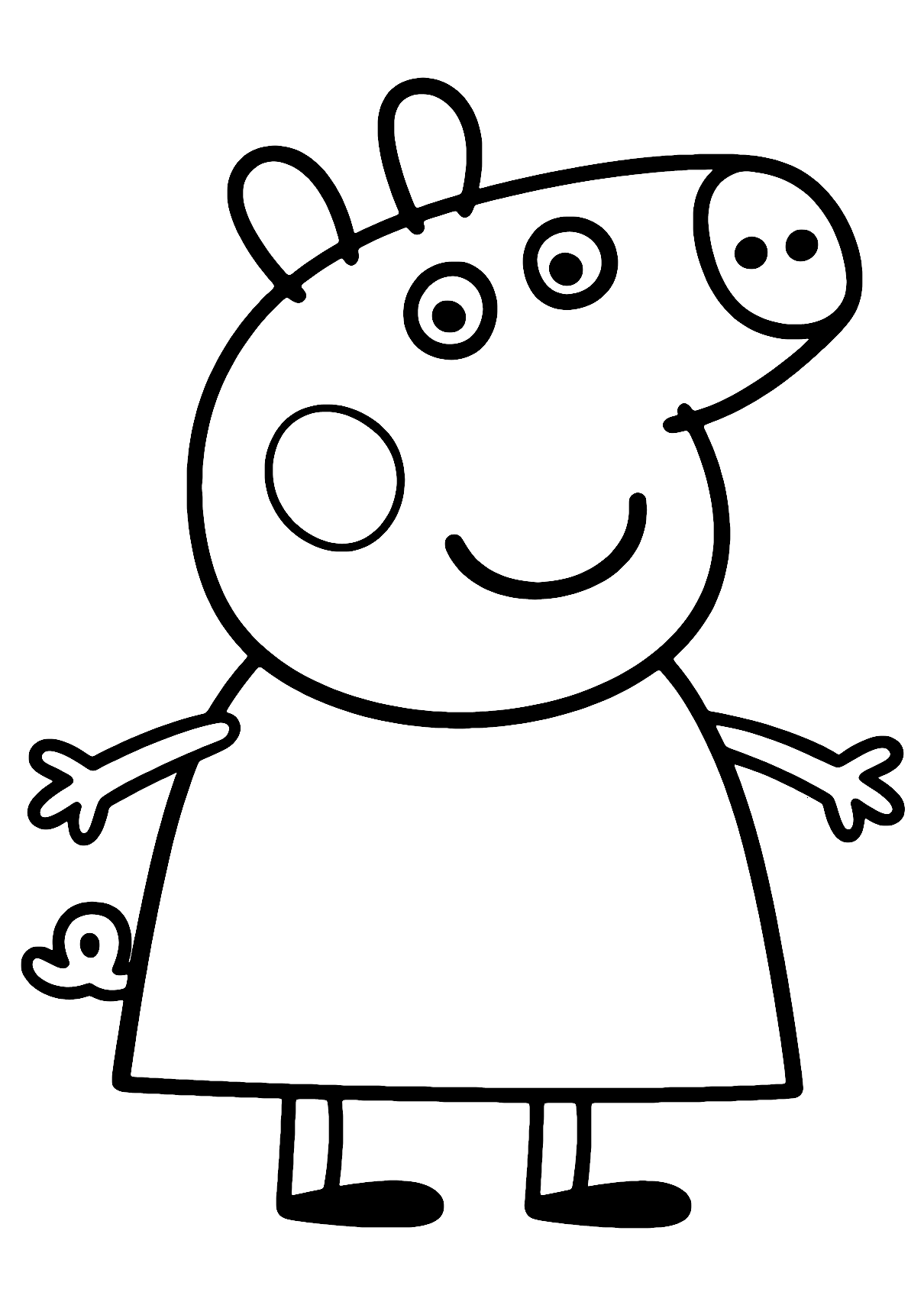 Gambar Mewarnai Peppa Pig Mudah