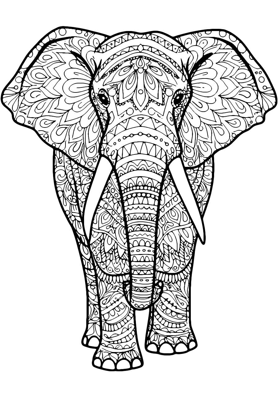 Elefant Mandala Farvelægningsside