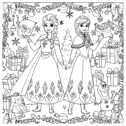 elsa es anna karacsony Coloring Page