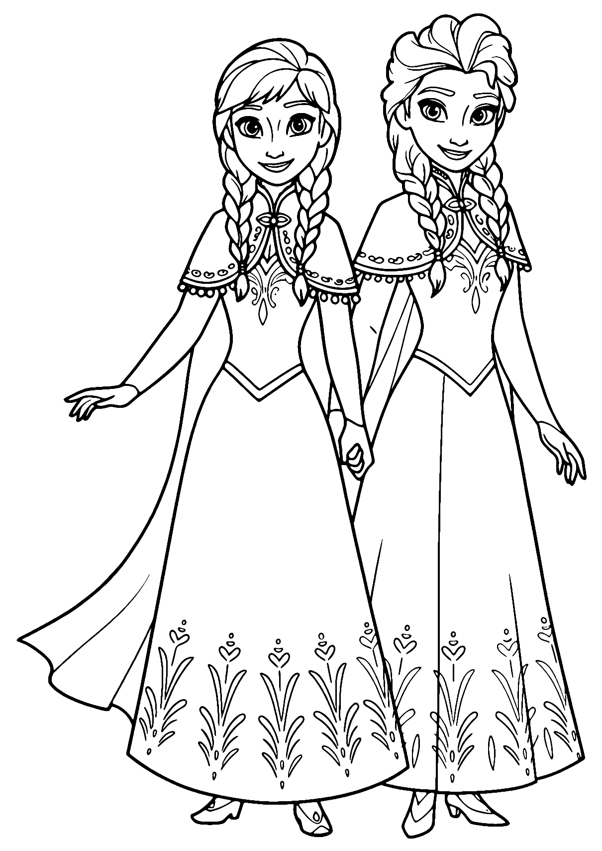 Coloriage Elsa Et Anna Facile