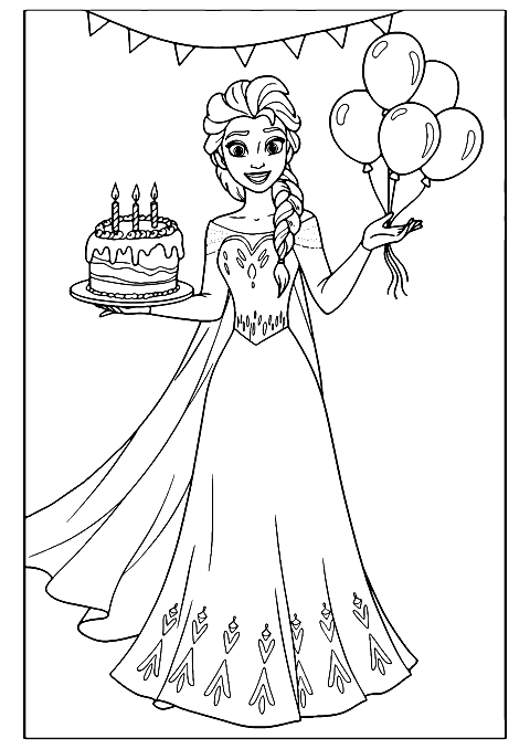 엘사 생일 Coloring Page