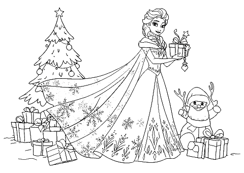 エルサ クリスマス Coloring Page