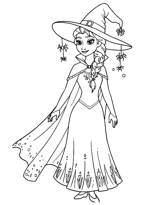 エルサ ハロウィン Coloring Page