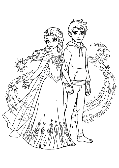 elsa och jack frost Coloring Page