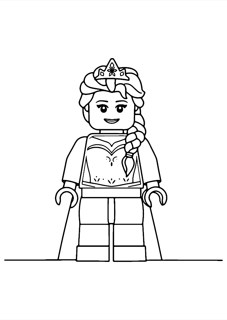 Elsa Lego Coloring Page