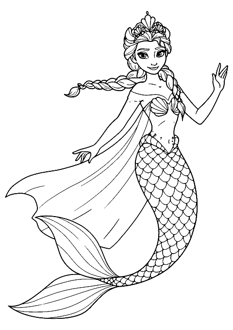 エルサ人魚 Coloring Page