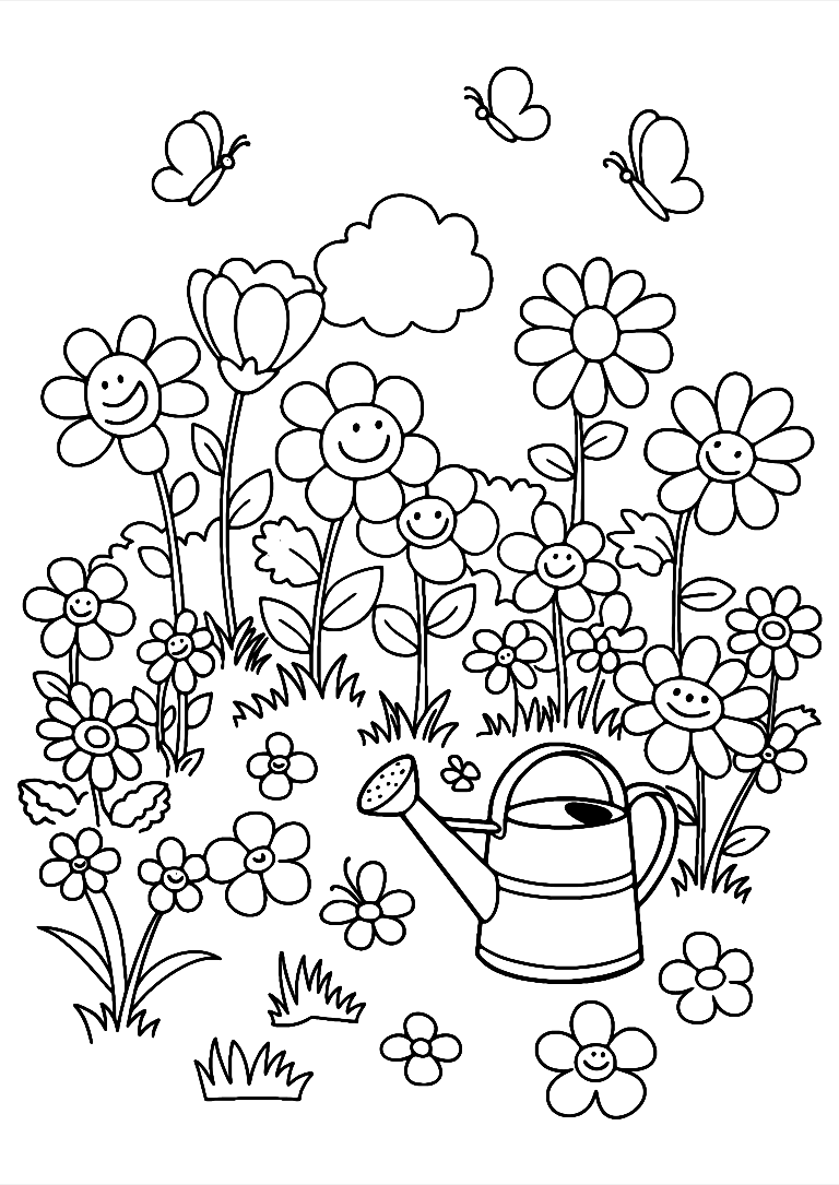 Desenho De Jardim De Flores Para Colorir