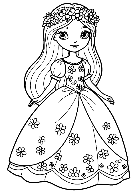 princesa flores Coloring Page