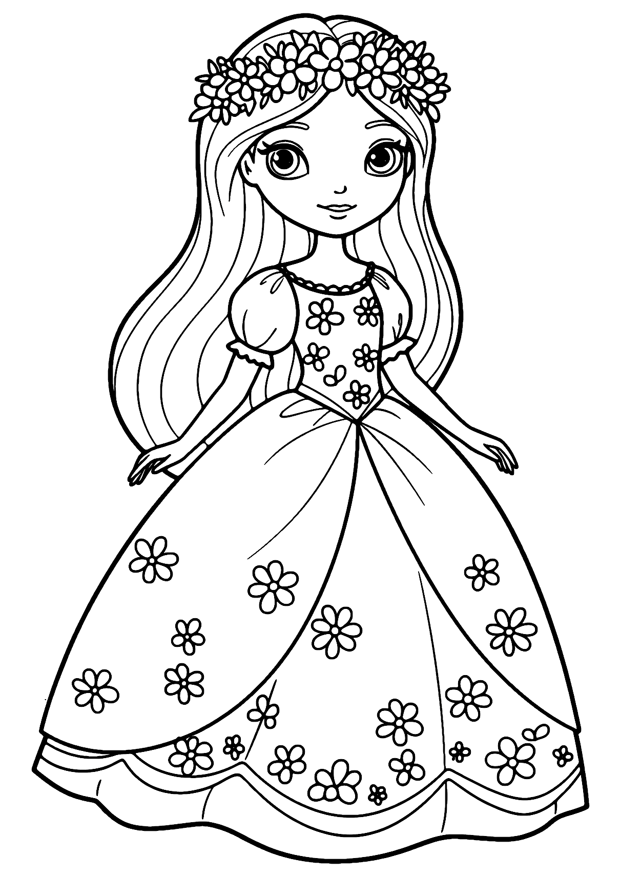 Coloriage Princesse Des Fleurs