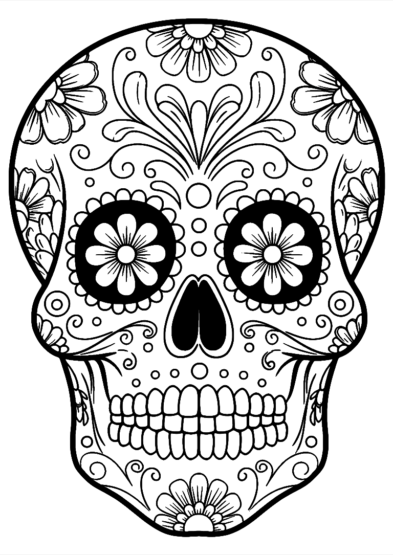 Desenho De Caveira Floral Para Colorir