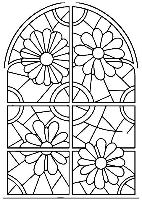 vitral de flores Coloring Page