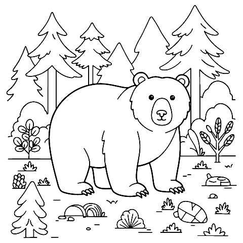 숲속 곰 Coloring Page