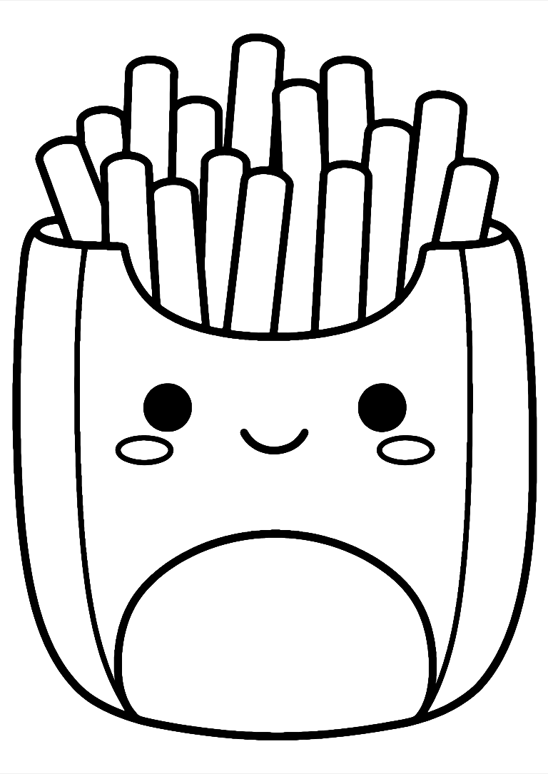 French Fries Squishmallow Coloring Page