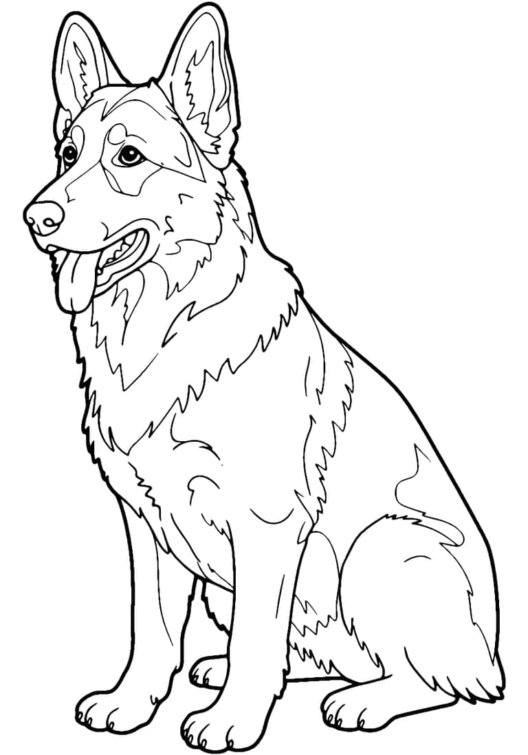 German Shepherd Dog Coloring Page