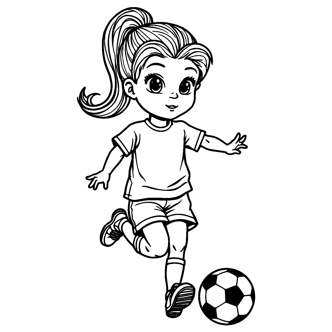  Niña Jugando Fútbol Para Colorear