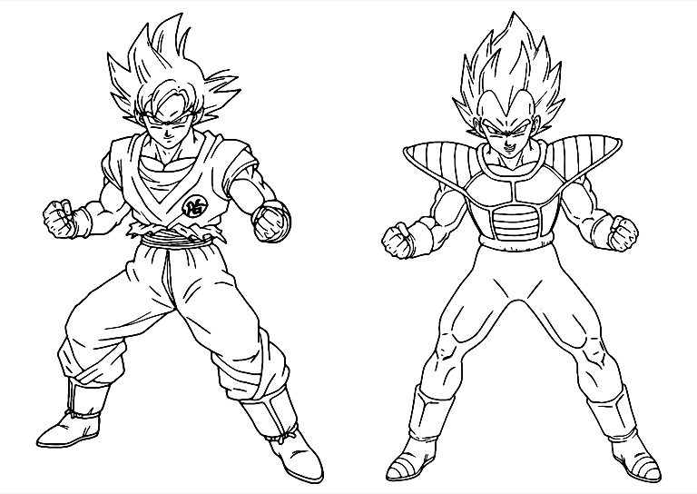 Gambar Mewarnai Goku Dan Vegeta