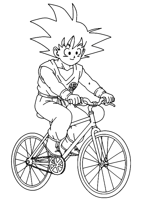 goku på cykel Coloring Page