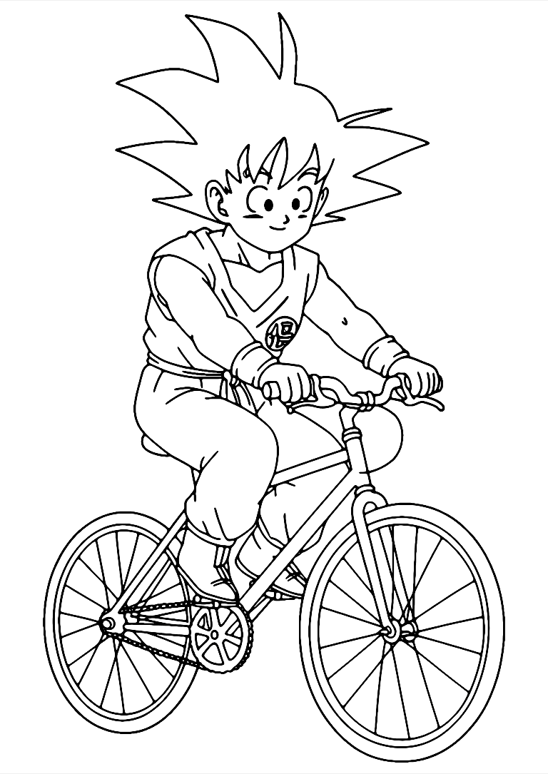 Goku Op Een Fiets Kleurplaat