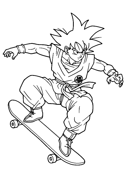 goku naik skateboard