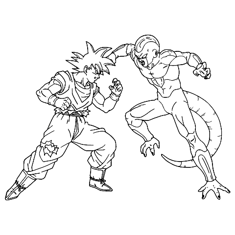 goku contro freezer Coloring Page