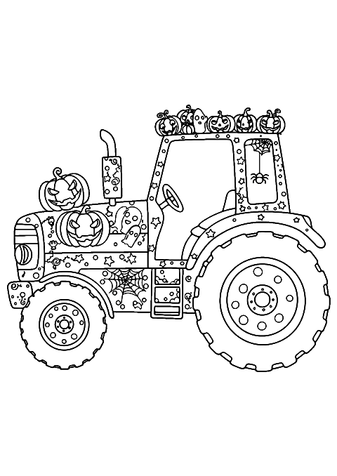 tracteur halloween Coloring Page