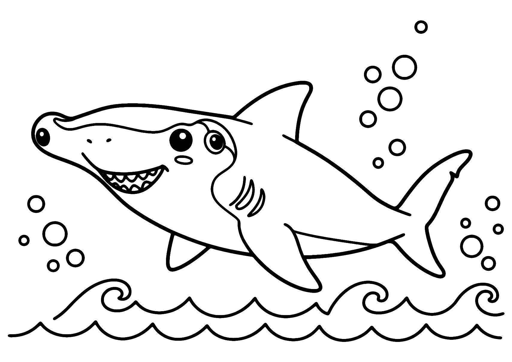 Coloriage Requin-marteau Kawaii