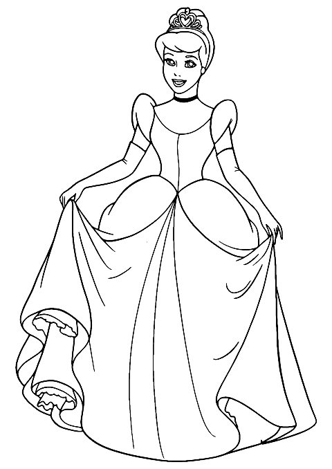 Happy Cinderella Coloring Page