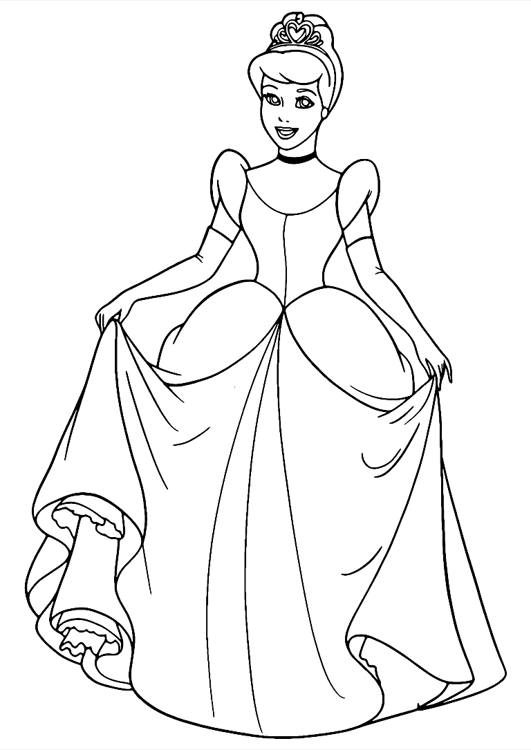 Happy Cinderella Coloring Page