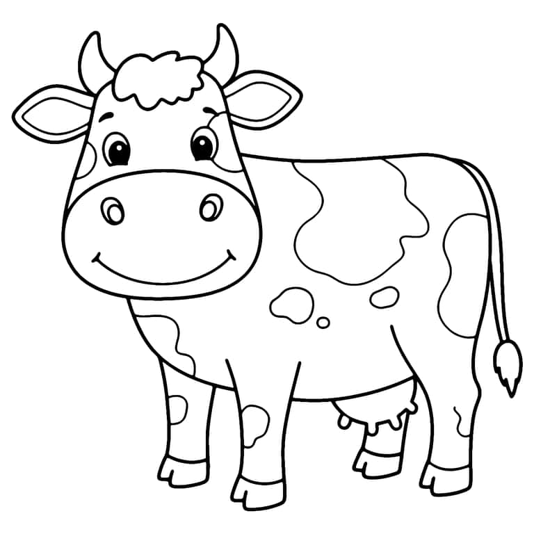 Happy Cow Coloring Page