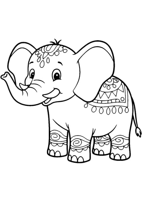 Mutlu fil Coloring Page