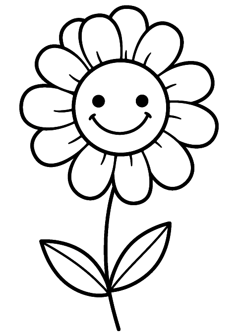 happy flower Coloring Page